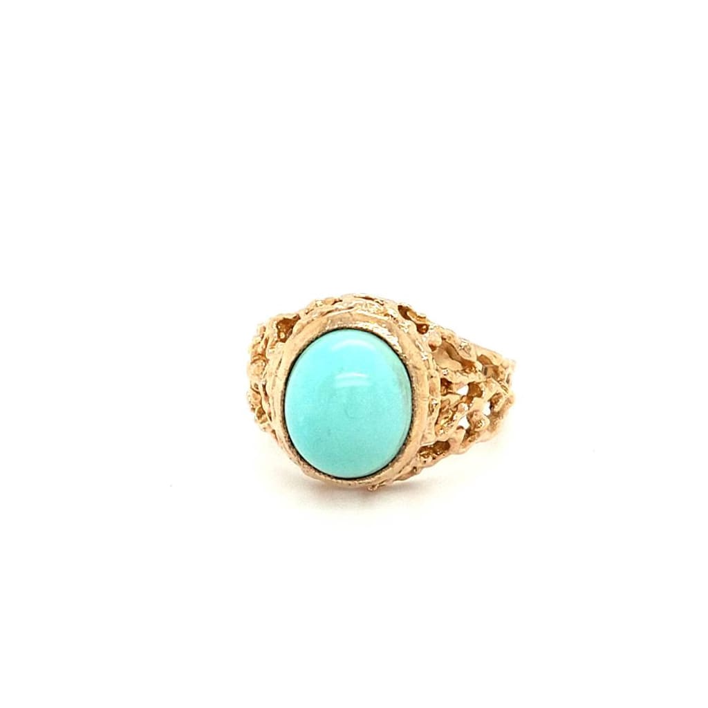 Gold Ring With Turquoise Stone - Estate Ring