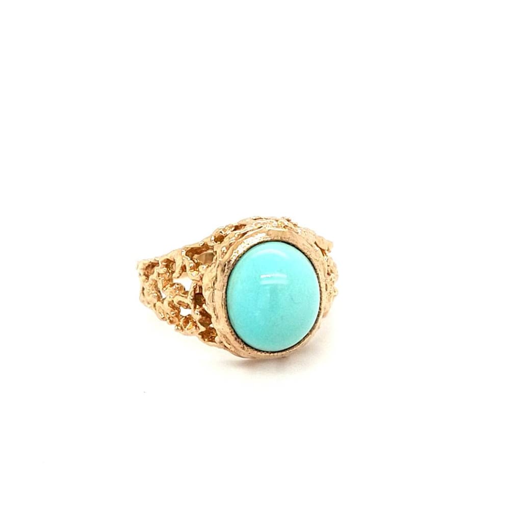Gold Ring With Turquoise Stone - Estate Ring