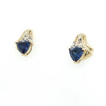 Load image into Gallery viewer, Gold With Trillion Sapphire Earrings - Earrings
