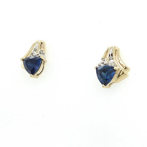 Gold With Trillion Sapphire Earrings - Earrings