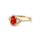 Load image into Gallery viewer, Mexican Fire Opal Ring in 14k Yellow Gold With Accent
