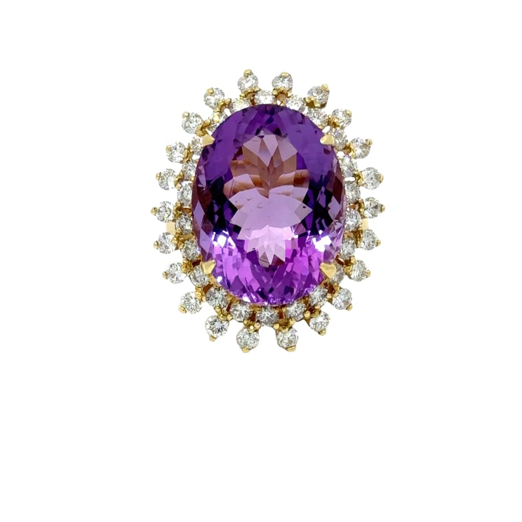 Oval Amethyst Ring With Diamonds