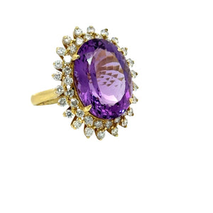 Oval Amethyst Ring With Diamonds