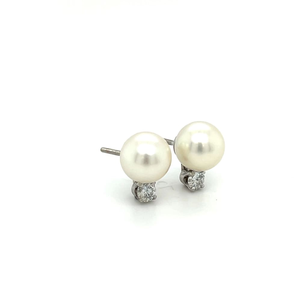 Pearl and Diamond White Gold Earrings at Regard Jewelry in