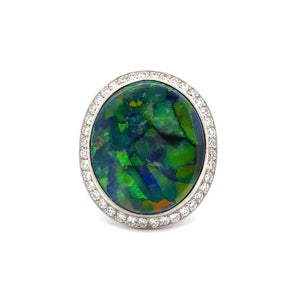 Platinum 15.41ct Oval Australian Lightning Ridge Black Opal