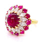 Platinum & 18K 4.91ct Ruby Cabochon BURMA NO HEAT GIA &