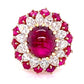 Platinum & 18K 4.91ct Ruby Cabochon BURMA NO HEAT GIA &