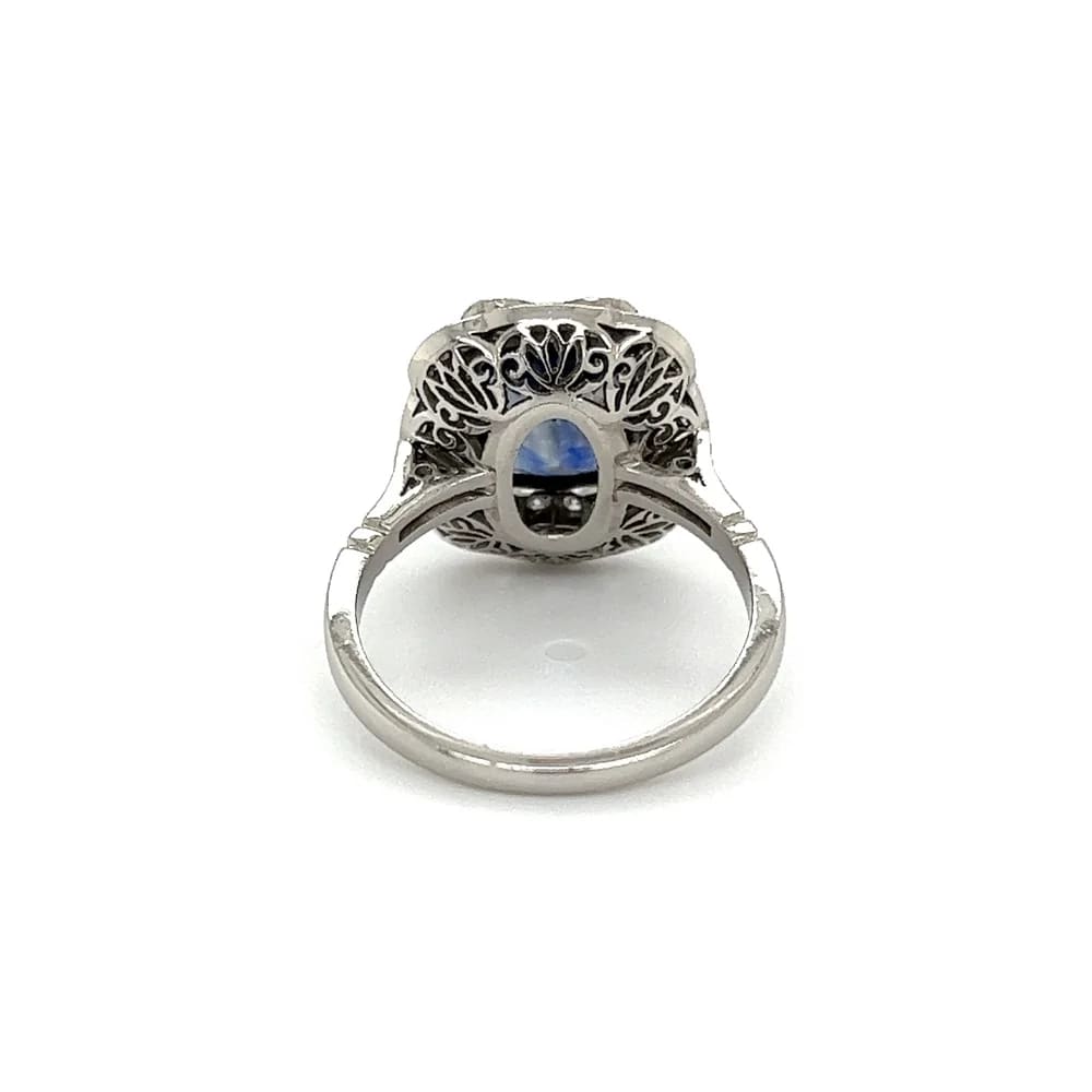 Platinum 4.04ct NO HEAT Cushion Sapphire &.60tcw Diamond