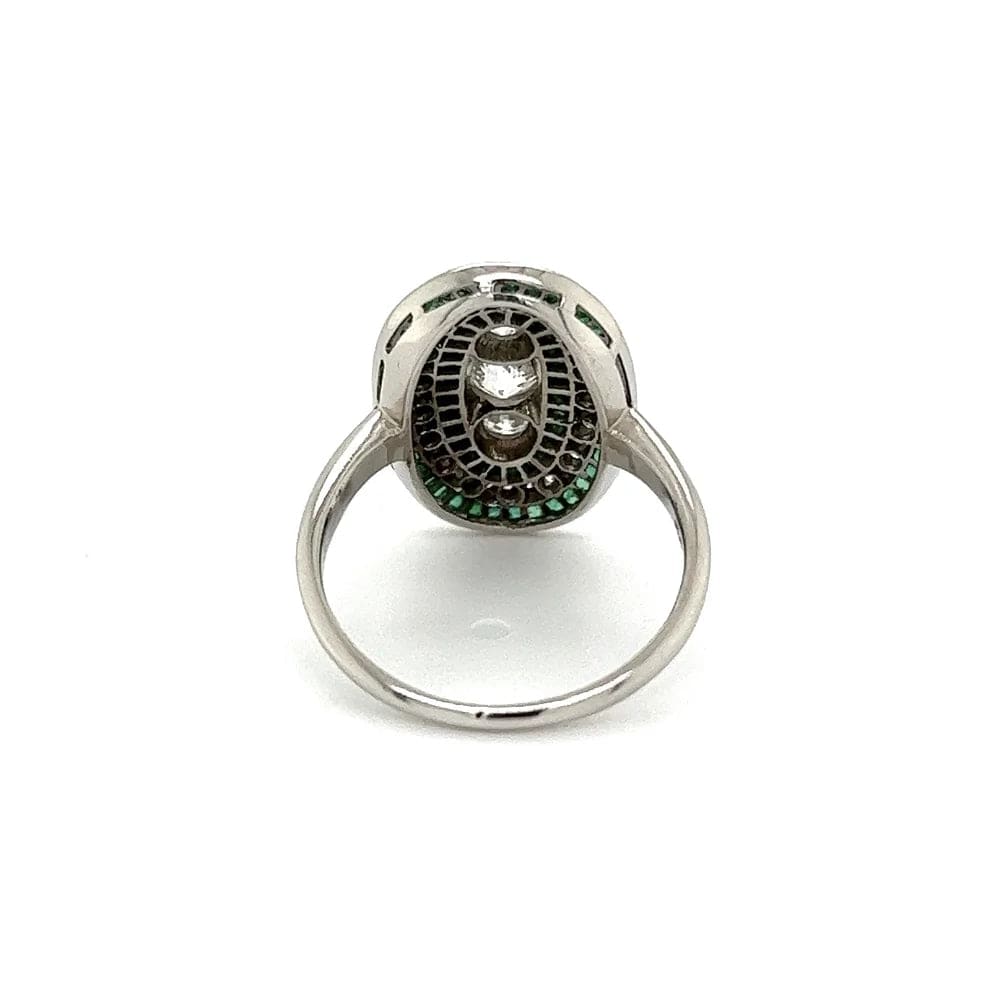 Platinum.41ct OEC Diamond Emerald & Diamond Oval Shape Ring