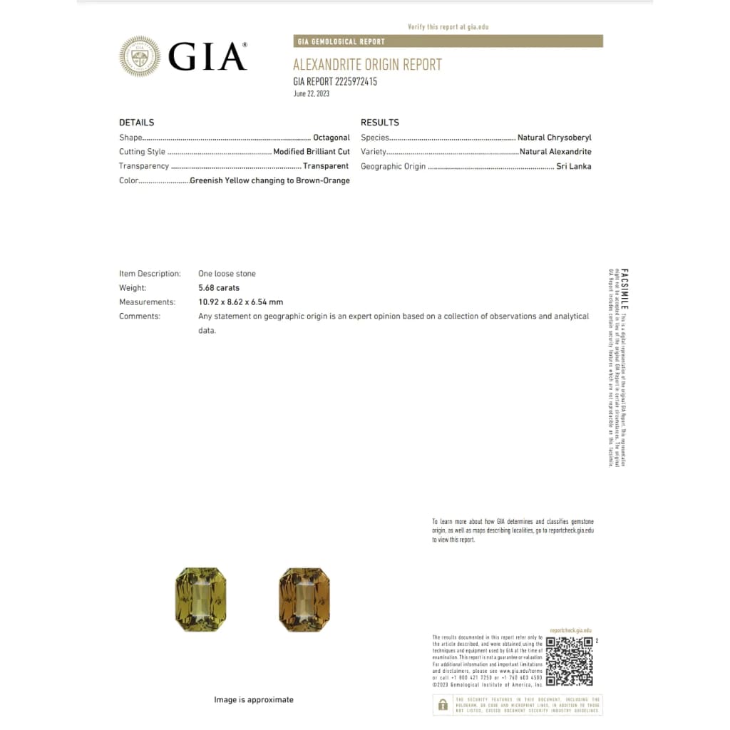 Platinum 5.68ct Emerald Cut Alexandrite GIA & 1.15tcw OEC &