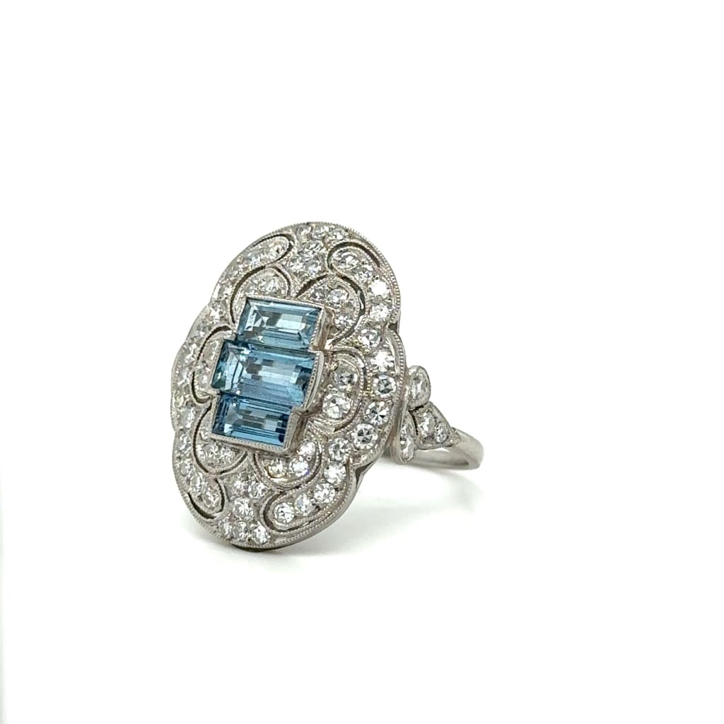 Platinum Aquamarine and Diamond Ring at Regard Jewelry in