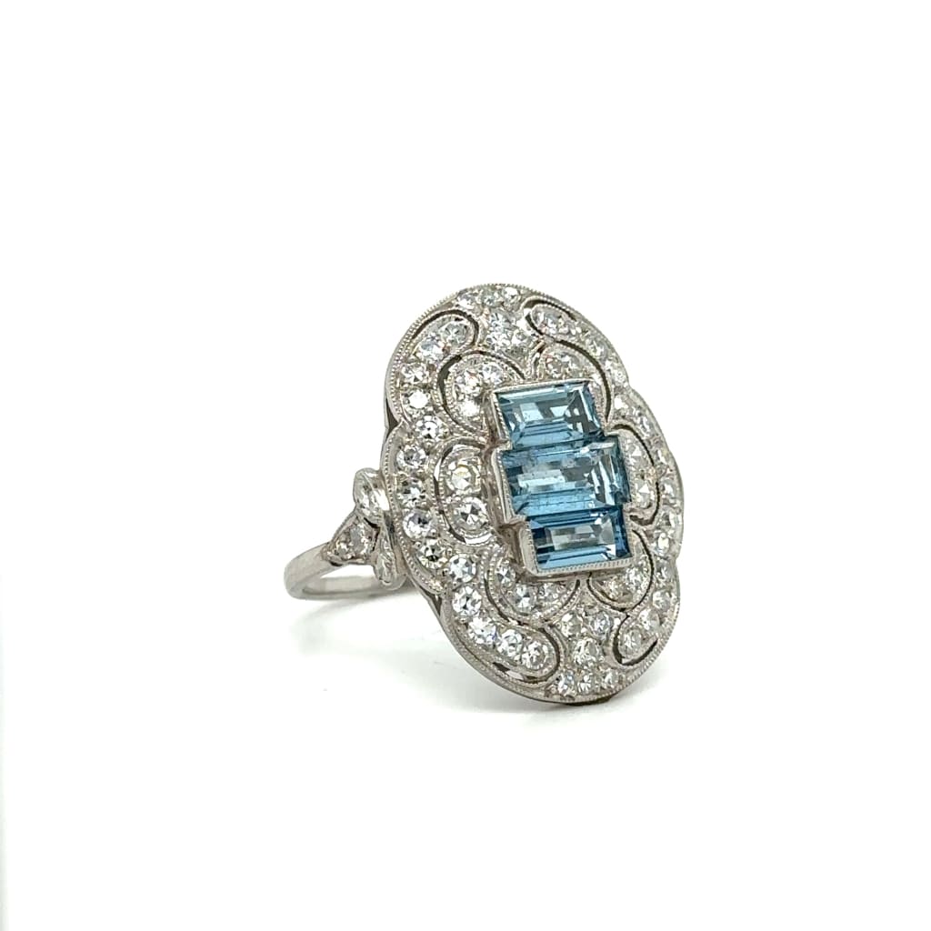 Platinum Aquamarine and Diamond Ring at Regard Jewelry in