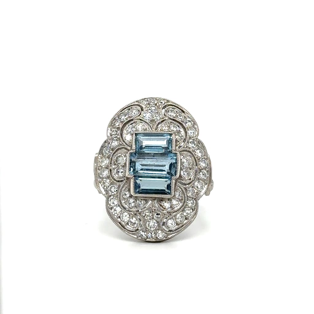 Platinum Aquamarine and Diamond Ring at Regard Jewelry in