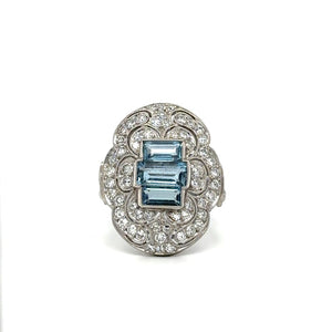 Platinum Aquamarine and Diamond Ring at Regard Jewelry in