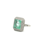 Load image into Gallery viewer, Platinum Art Deco Emerald and Diamond Ring at Regard Jewelry
