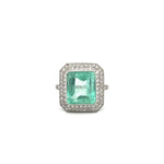 Load image into Gallery viewer, Platinum Art Deco Emerald and Diamond Ring at Regard Jewelry
