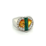 Load image into Gallery viewer, Platinum Modern Green Tourmaline Yellow Sapphire &amp; Diamond
