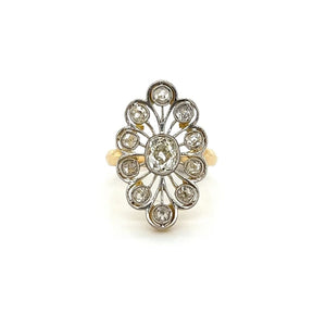 Platinum on 18K Edwardian.65ct Old Mine Cushion Diamond &