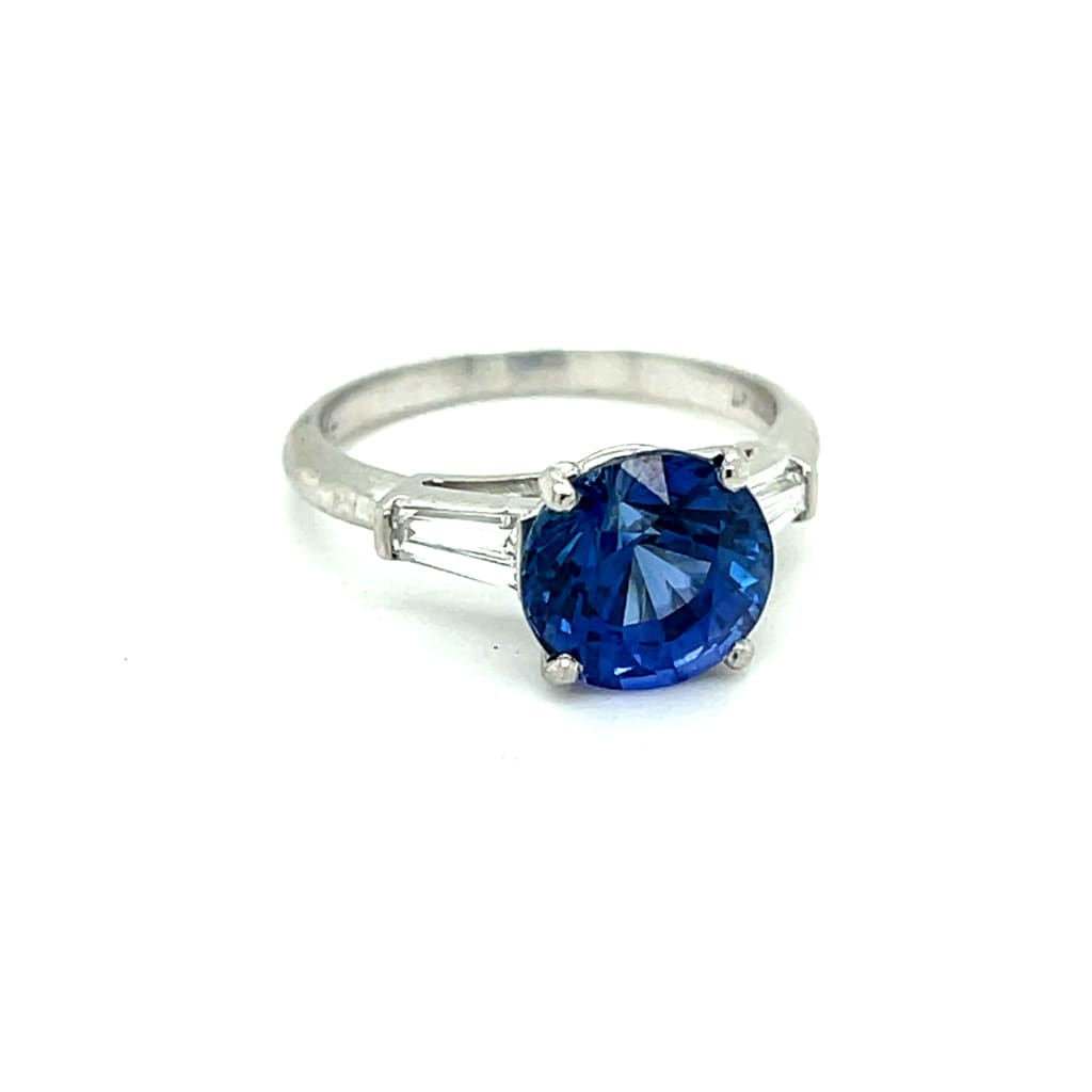 Platinum Ring with 3.22 ct Sapphire and.40 CTTW Diamonds at