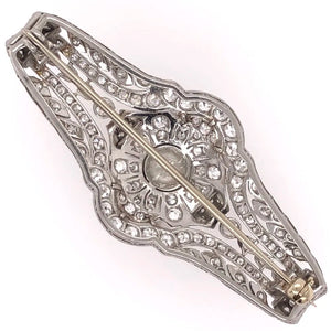 Platinum Art Deco European Cut Diamond Filigree & Milgrain Brooch Pin | Regard Jewelry Austin Texas