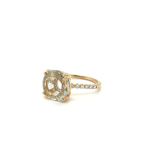Prasiolite Ring with Diamonds set in 18k Gold at Regard