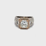 Load and play video in Gallery viewer, 3.01 ct Princess Cut Diamond Engagement Ring 14k Rose and White Gold.
