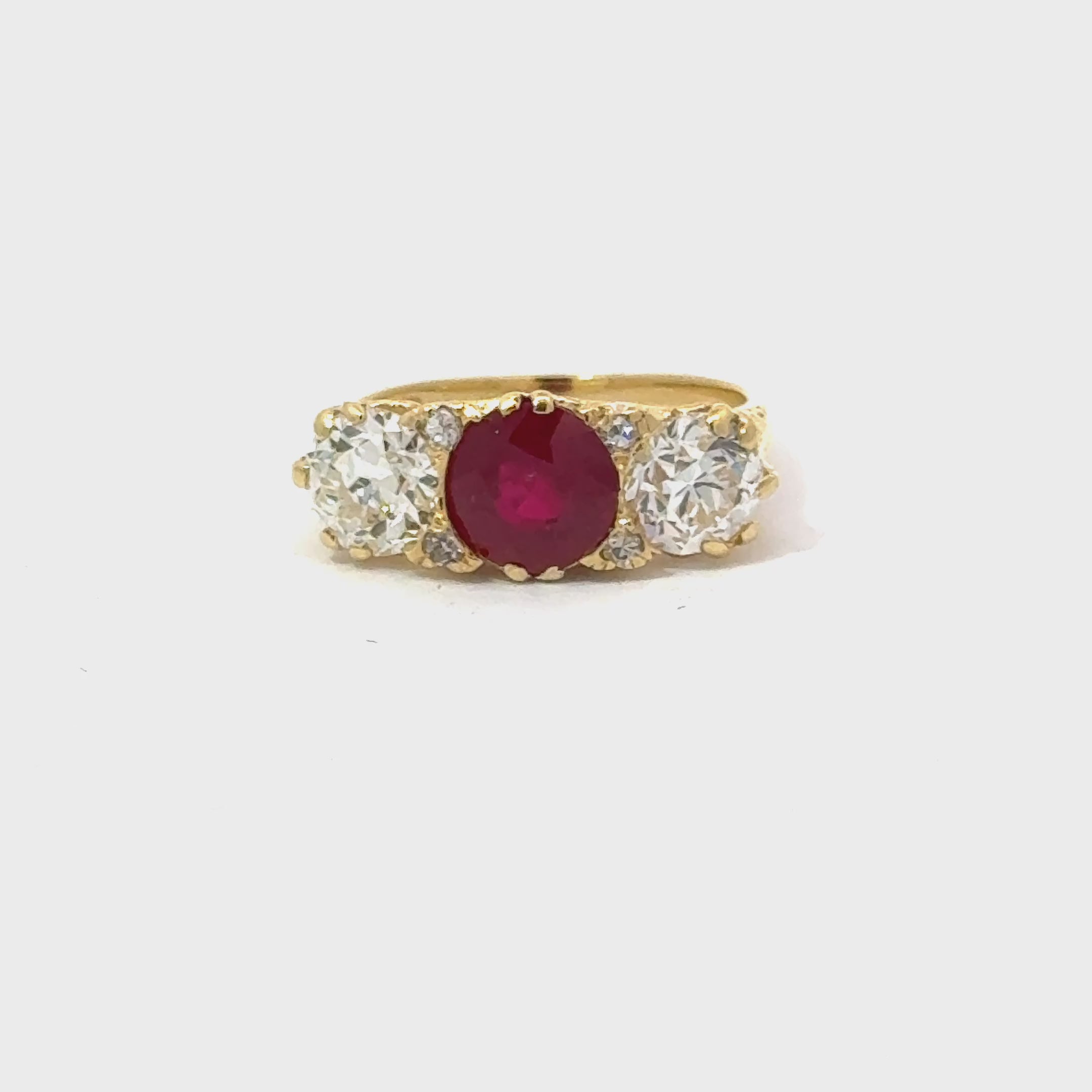 1.78 CT Burma Ruby Victorian Ring With Side European Cut Diamonds Regard Jewelry Austin Texas