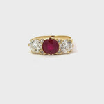 Load and play video in Gallery viewer, 1.78 CT Burma Ruby Victorian Ring With Side European Cut Diamonds Regard Jewelry Austin Texas
