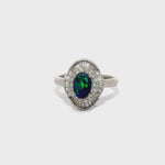 Load and play video in Gallery viewer, Black Opal With A Halo Of Diamonds
