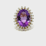 Load and play video in Gallery viewer, Oval Amethyst Ring With Diamonds
