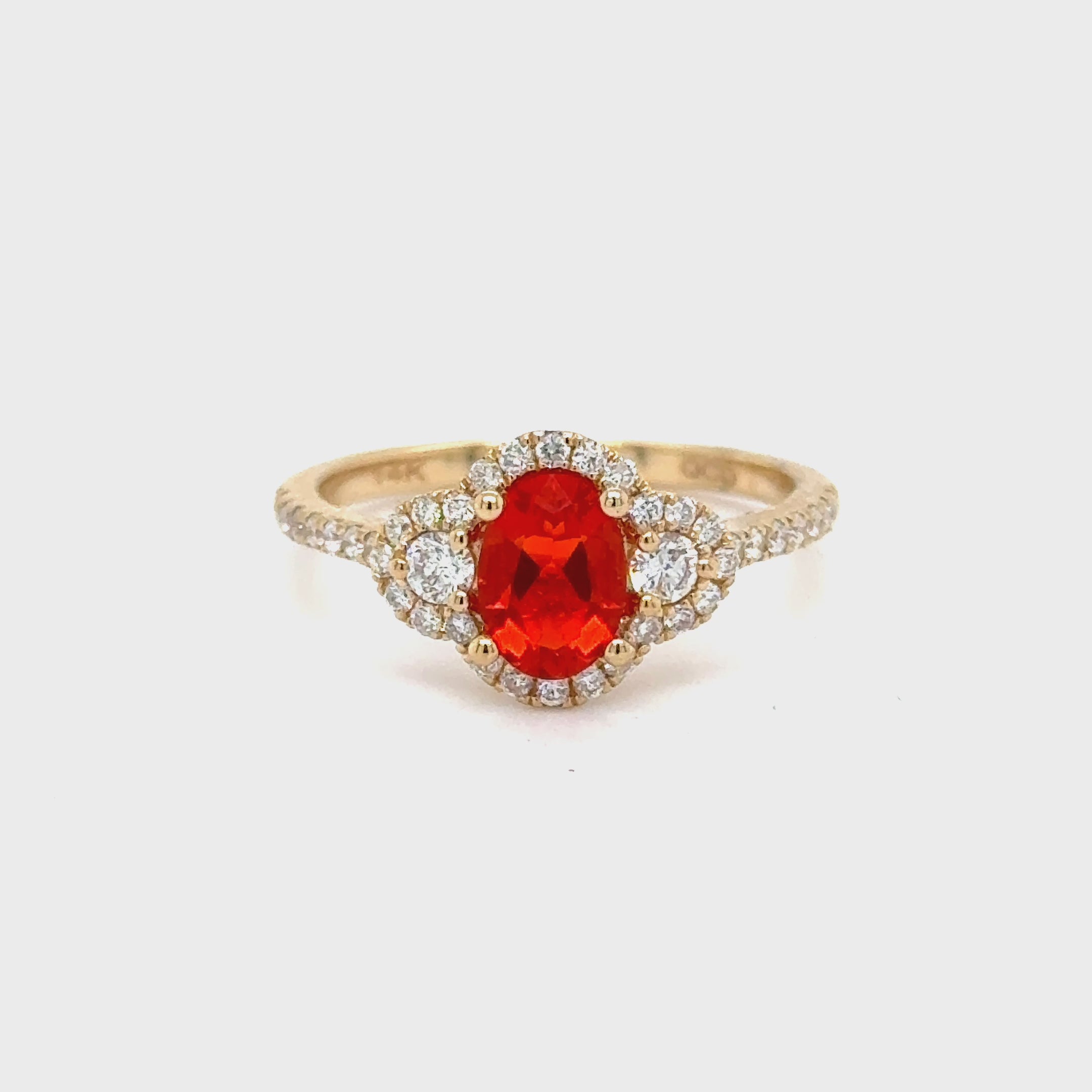 Mexican Fire Opal Ring in 14k Yellow Gold With Accent Diamonds at Regard Jewelry in Austin, Texas
