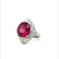 Estate Platinum Oval Rubellite Tourmaline and Diamond Ring at Regard Jewelry in Austin, Texas