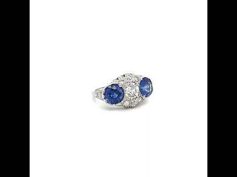 Platinum Art Deco Sapphire and Diamond Ring at Regard Jewelry in Austin, Texas