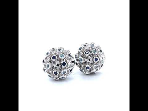 Dome Cluster Sapphire and Diamond Earrings at Regard Jewelry in Austin, Texas