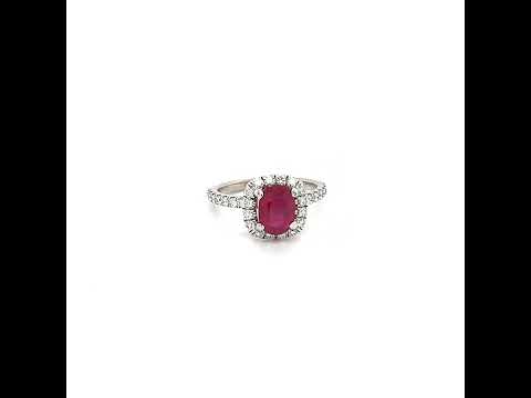 Ruby and Diamond Halo Ring at Regard Jewelry in Austin, Texas