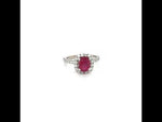 Load and play video in Gallery viewer, Ruby and Diamond Halo Ring at Regard Jewelry in Austin, Texas
