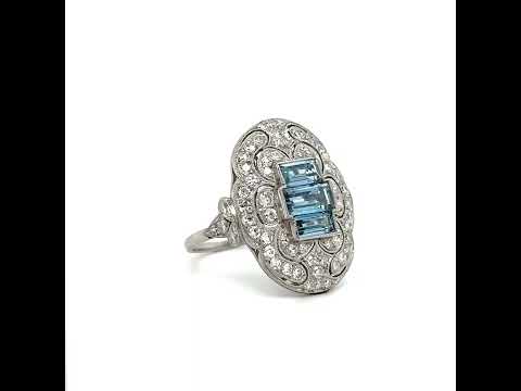 Platinum Aquamarine and Diamond Ring at Regard Jewelry in Austin, Texas