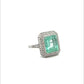Platinum Art Deco Emerald and Diamond Ring at Regard Jewelry in Austin, Texas
