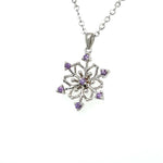 Load image into Gallery viewer, Purple Sapphire Snowflake Pendant on Chain with Diamonds
