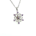 Load image into Gallery viewer, Purple Sapphire Snowflake Pendant on Chain with Diamonds
