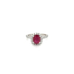 Load image into Gallery viewer, Ruby and Diamond Halo Ring at Regard Jewelry in Austin Texas
