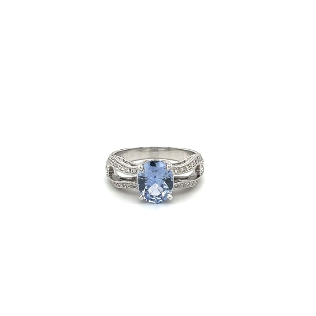 Sapphire and Diamond Ring 18k White Gold at Regard Jewelry