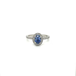 Load image into Gallery viewer, Sapphire Platinum Ring with Diamond Halo at Regard Jewelry
