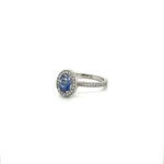 Load image into Gallery viewer, Sapphire Platinum Ring with Diamond Halo at Regard Jewelry
