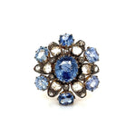 Load image into Gallery viewer, Silver on 14K Victorian 2.80ct NO HEAT Sapphire GIA.90tcw
