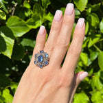 Load image into Gallery viewer, Silver on 14K Victorian 2.80ct NO HEAT Sapphire GIA.90tcw
