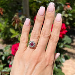 Load image into Gallery viewer, Silver on 14K Victorian.80ct Ruby &amp; 1.00tcw Diamond Halo
