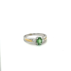 Tsavorite Garnet and Diamond Platinum Ring at Regard Jewelry