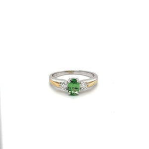 Tsavorite Garnet and Diamond Platinum Ring at Regard Jewelry