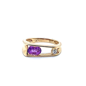 1.11CT PINK SAPPHIRE SET IN 14K YELLOW GOLD RING WITH .05 DIAMOND IN AUSTIN, TX. - Regard Jewelry